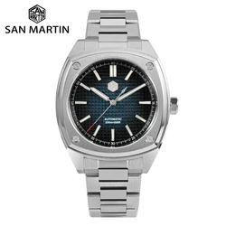 San Martin Original Design 39.5mm Square Case Men Luxury Sport Watch Classic Dress Automatic Mechanical Gradient Checkered Dial