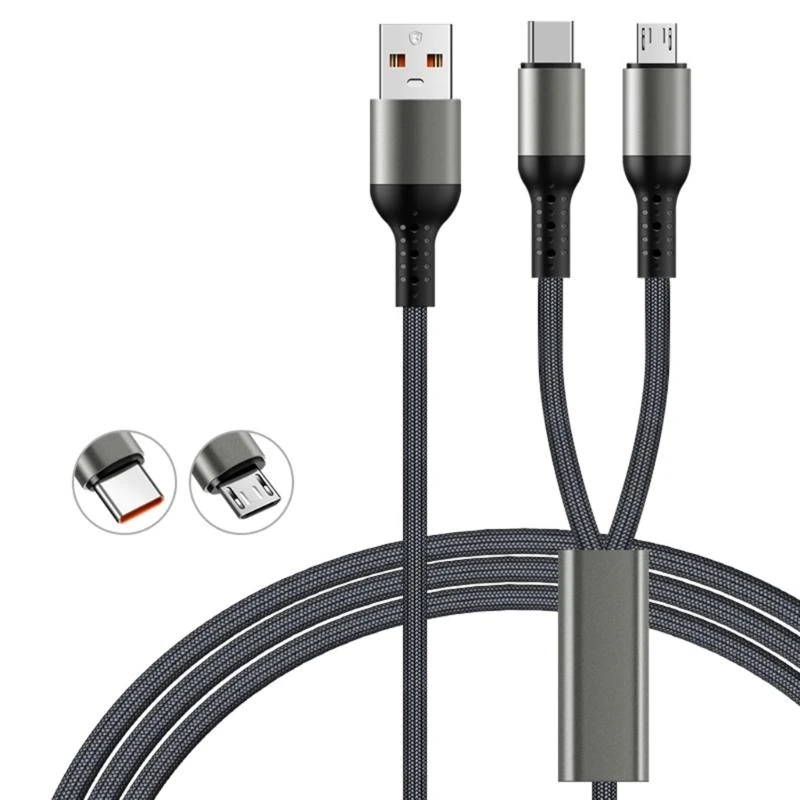 Simultaneous Device Charging 2 in 1 Charging Cable USB Cable for Phone & Tablets X37A