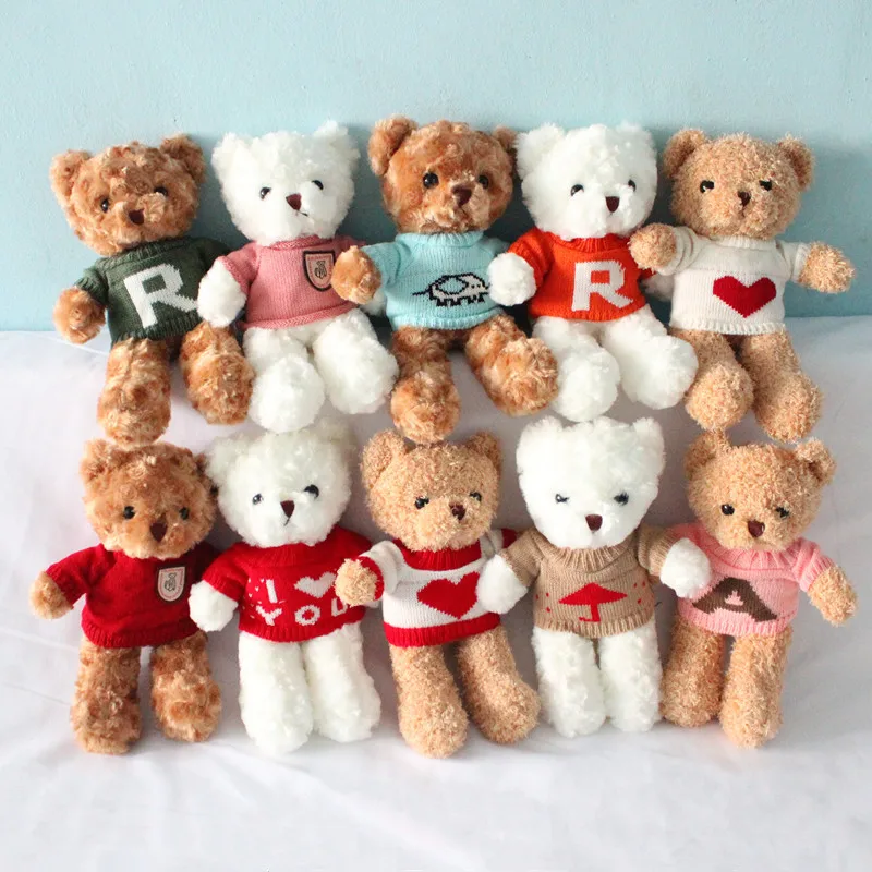 30pcs/lot Wholesale Plush Animal Doll Toy Sweater Teddy Bears Cloth Hug Stuffed Keychain,Deposit First to Get Discount,Pta381