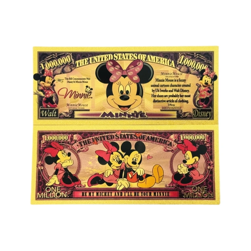 الأكثر مبيعًا من Disney Anime 6 أنواع من الأوراق النقدية ميكي مطلية بالذهب عيار 24 قيراط للتجميع