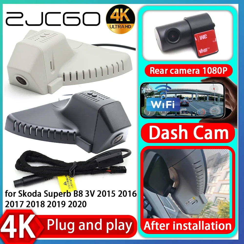 

ZJCGO UHD 4K 2160P Plug and Play DVR Dash Cam Video Recorder for Skoda Superb B8 3V 2015 2016 2017 2018 2019 2020