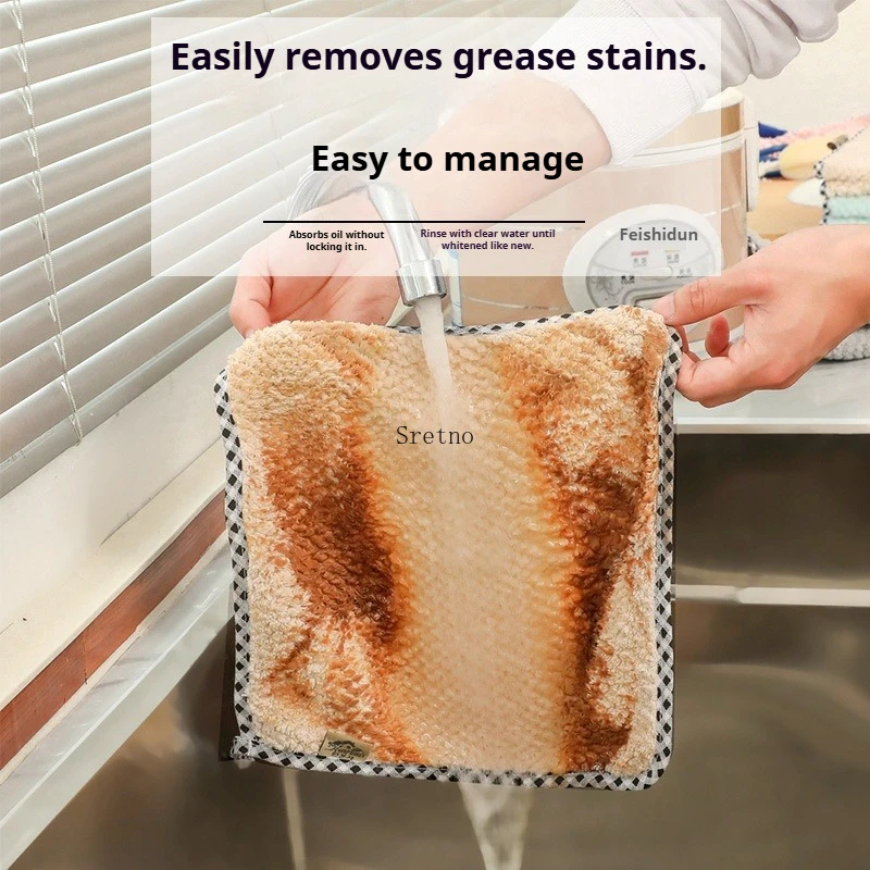 2 Pieces 30x40cm Coral Velvet Absorbent Face Hand Towel Bathroom Hand Towels Dishcloths for Kitchen Cleaning Are Absorb Water