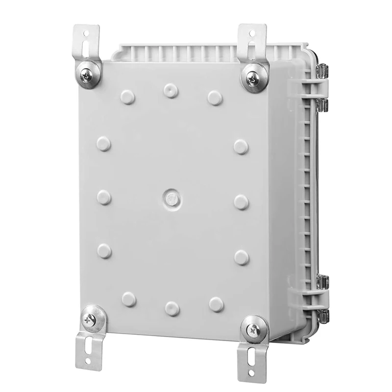 Waterproof IP67 Electrical Junction Box Hinged Clear Cover Stainless Steel Latch Enclosure Bottom Plate Bracket 220x170x110mm