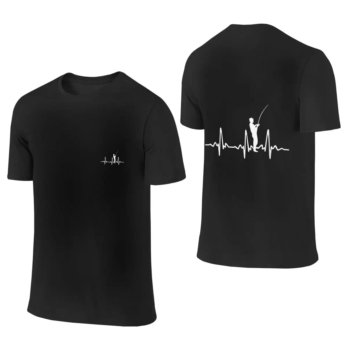 

Fisherman Heartbeat Fishing Decal Men's Short Sleeve T-shirt Round Neck 100% Cotton T shirt S-6XL