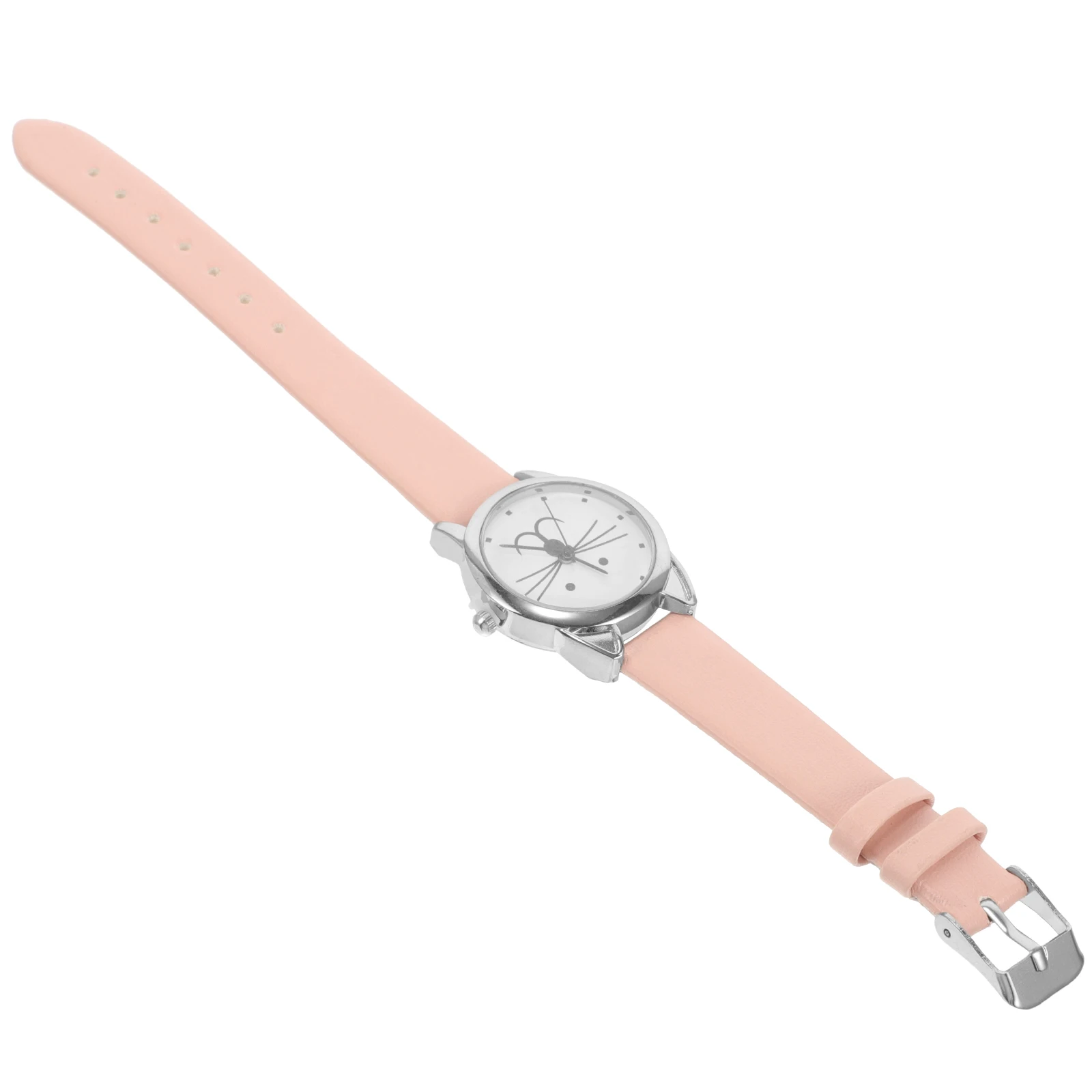 

Cat Quartz Watch Pink Strap Kids Watches Ages 10 12 Teenage Student Timepiece Cute K2426 Silver Case Children Wristwear