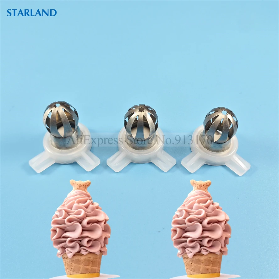 3 In 1 Mould Nozzles Soft Ice Cream Makers Magic Flowers Modeling Nozzle Lids For Sundae Ice Cream Machines Inner Diameter 29mm