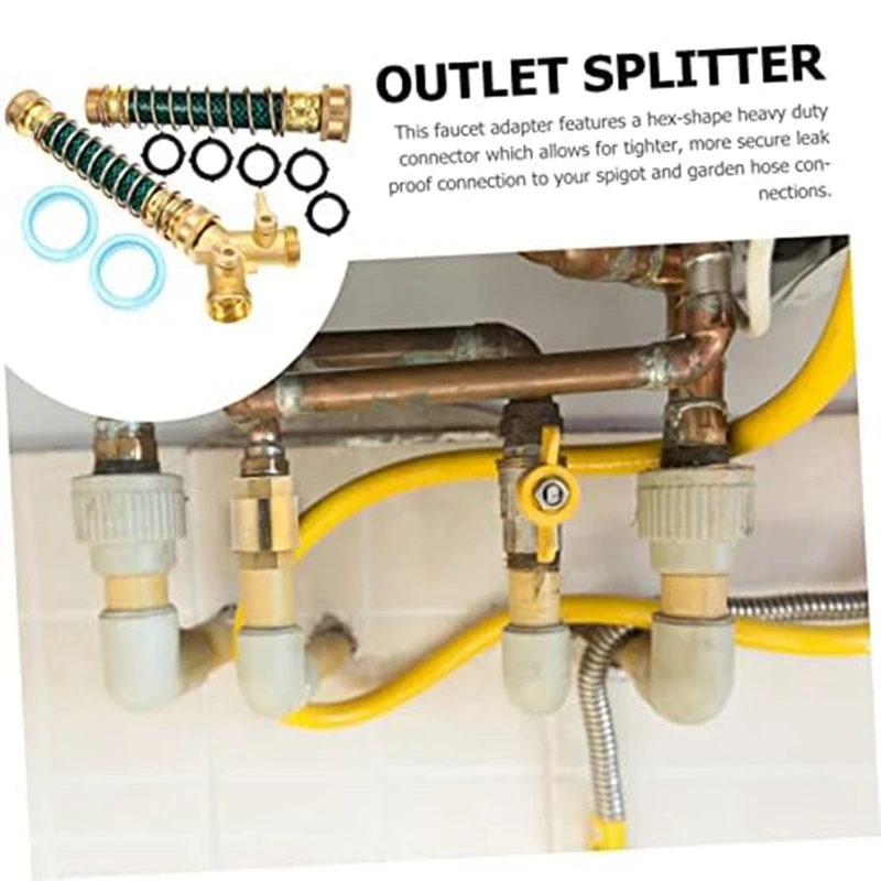 Water Pipe Leader Mangueira Conector, Spicket Splitter, Outlet, Reel, 1 Set