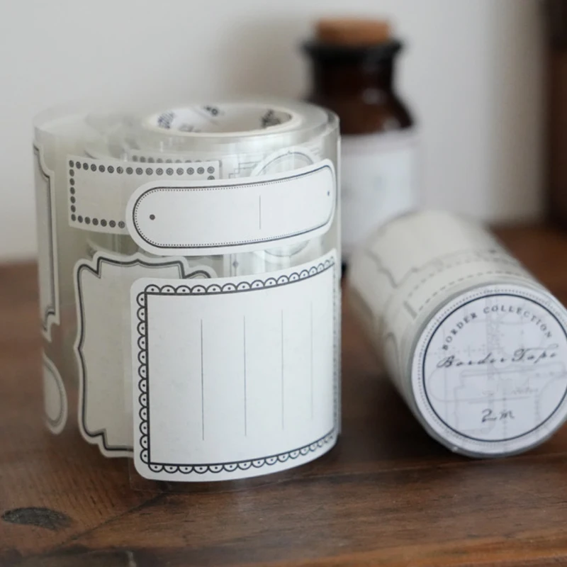 Mr. Paper, 4 Styles, 200cm/roll, Border Diary Series White Cowhide Tape, Message Mark, Note Sticker Tape