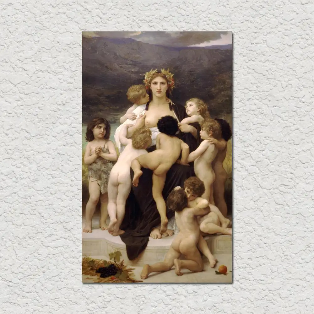 

Religious Canvas Prints The Motherland William Adolphe Bouguereau Painting Poster Classical Figure Picture Living Room Decor