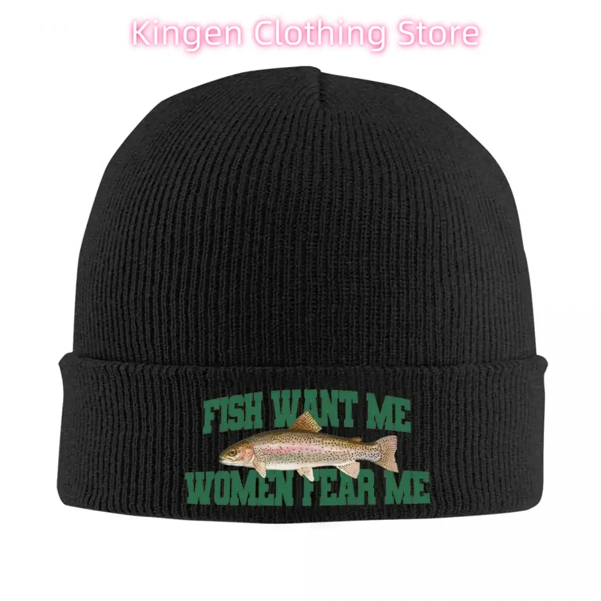 قبعة Fish Want Me Women Fear Me Meme Knit Hat Beanies للخريف والشتاء قبعة دافئة جديدة للرجال والنساء هدايا #1