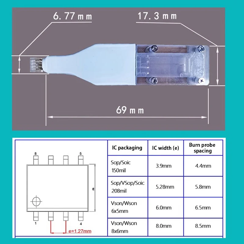 1pc Sop8/w-son Chip Download Burn Write Probe Spring Needle Flash Chip Burner Cable