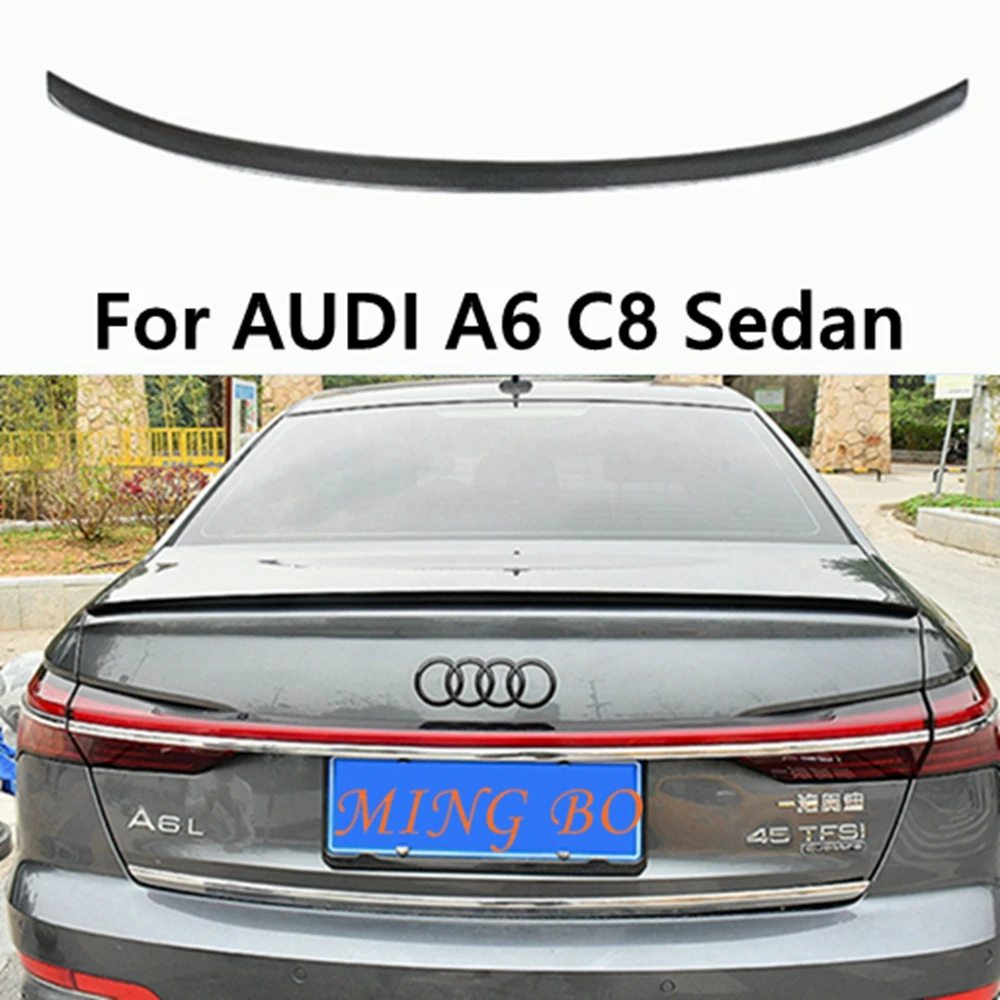 

For AUDI A6 C8 Sedan S Style Carbon Fiber FRP unpainted glossy black Forged carbon Rear Spoiler 2019-2020 Trunk Wing