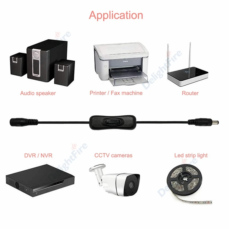 1/50 Uds 12V DC interruptor ON/OFF DC Cable de alimentación macho hembra 24V 5,5mm 2,1mm conector Jack para bombillas de tira LED lámpara cámara CCTV