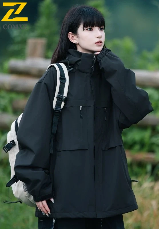 

Japanese style Jacket New Men's Hiking Fishing Maple Leaf Pocket Waterproof Windbreaker Unisex Autumn New Running Sports Jackets