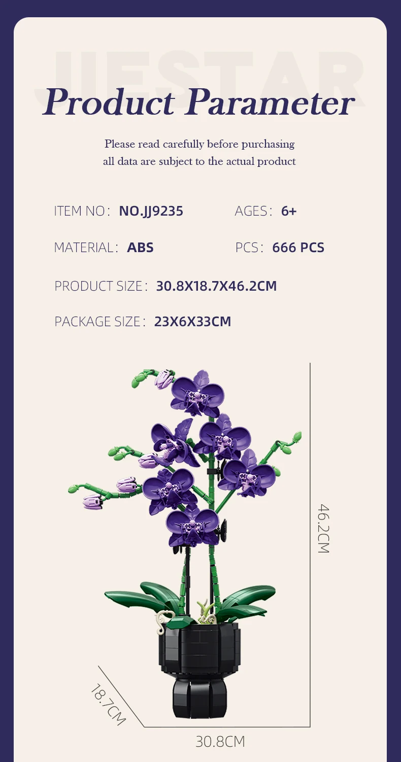 Kreativer Orchideen-Blumenstrauß, Blumen im Topf, Bausteine, unsterbliche Blume, Heim- und Schreibtischpflanzen-Dekoration, zusammenbaubares Baustein-Spielzeug, Geschenk für Teenager. – Detail 25
