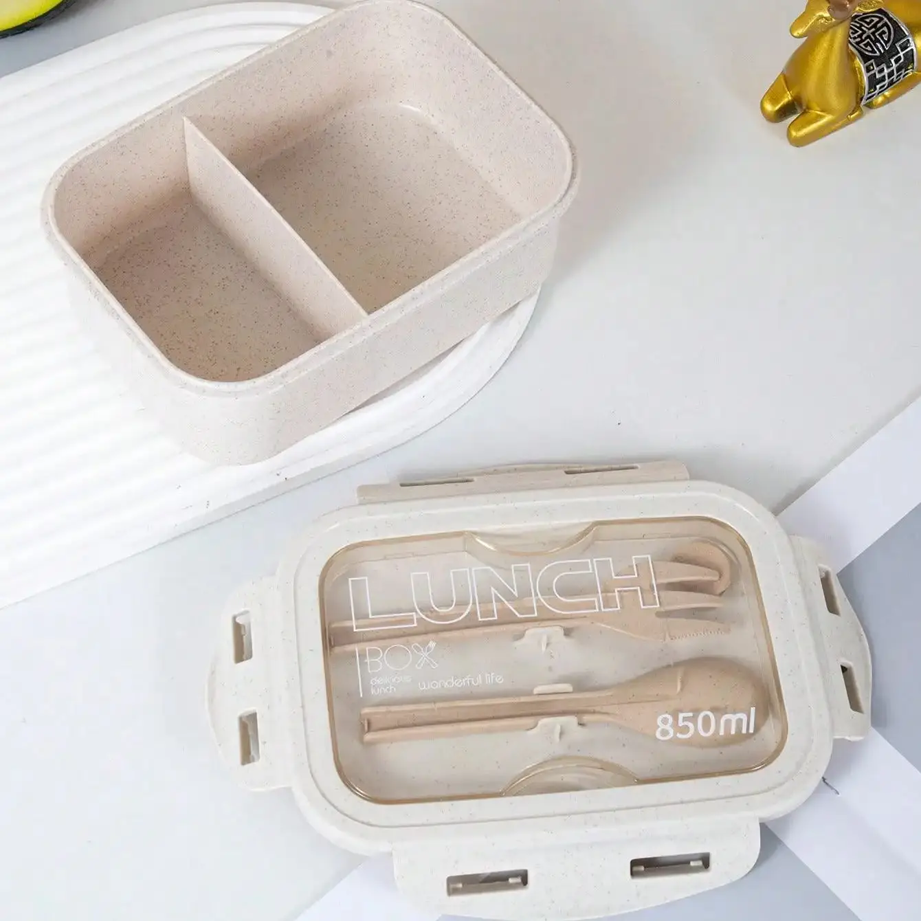 1pc lunch box, lunch box, office worker's day solid color square shaped, sealed with tableware, microwave oven meal box