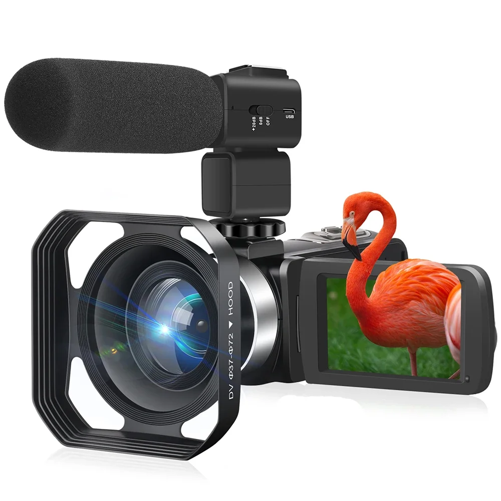 

4K Video Camcorder Professional WIFI 18X Digital Zoom Web Live Streaming Cameras 48MP Auto Focus YouTube Vlogging Video Recorder