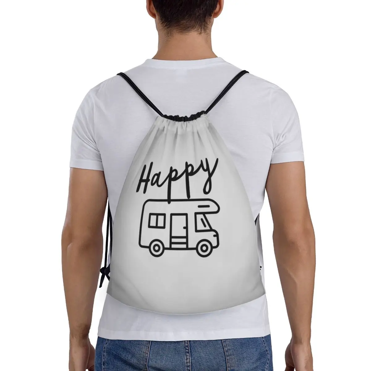 

Рюкзаки Happy Camper (RV), повседневные портативные сумки на шнурке, спортивная сумка, сумки для книг для мужчин и женщин, школьные