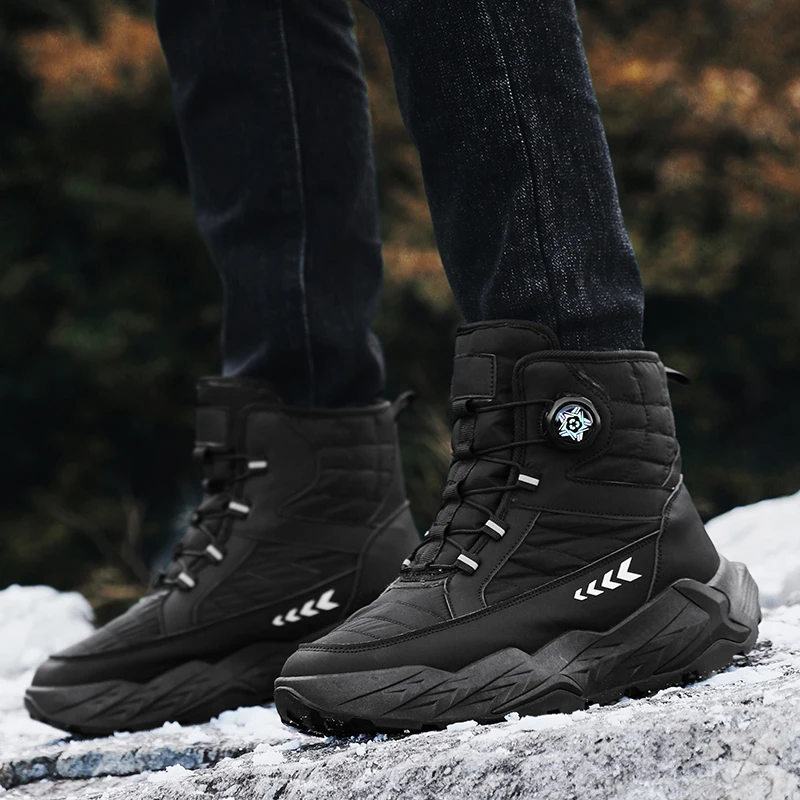 أحذية رجالية عالية الجودة من القطن الدافئ القطيفة شتاء جديد غير قابل للانزلاق في الهواء الطلق أحذية الثلوج غير الرسمية موضة جوكر أحذية العمل الشبابية أحذية قطنية #3