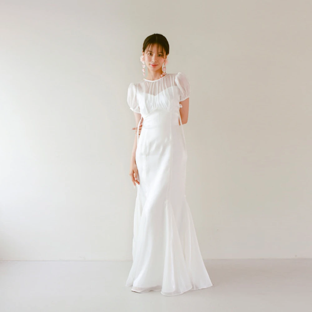 

Muloong O Neck Korea Simple Women Wedding Dresses Satin Floor Length Mermaid Prom Birthday Party New 2023