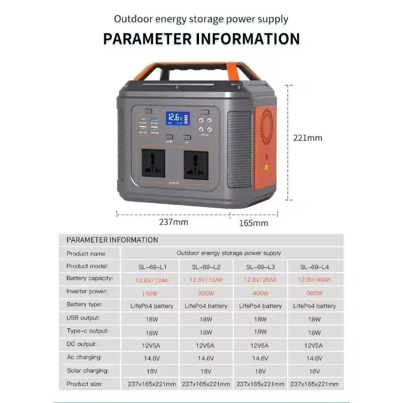 500W Portable Power Station 512Wh LifePo4 solar power generators 220V Outdoor Emergency Mobile Power Bank for Home Use Camping