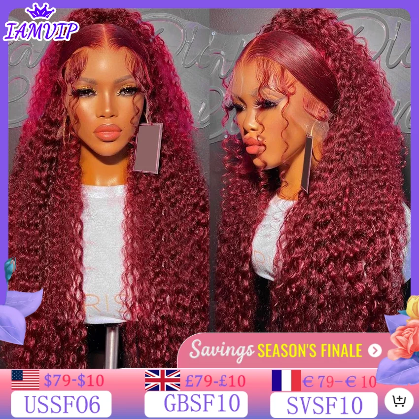 13x4 13x6 Hd Transparent Lace Frontal Wigs Human Hair For Black Women Deep Remy Human Hair 99j Burgundy Lace Wig Pre Plucked