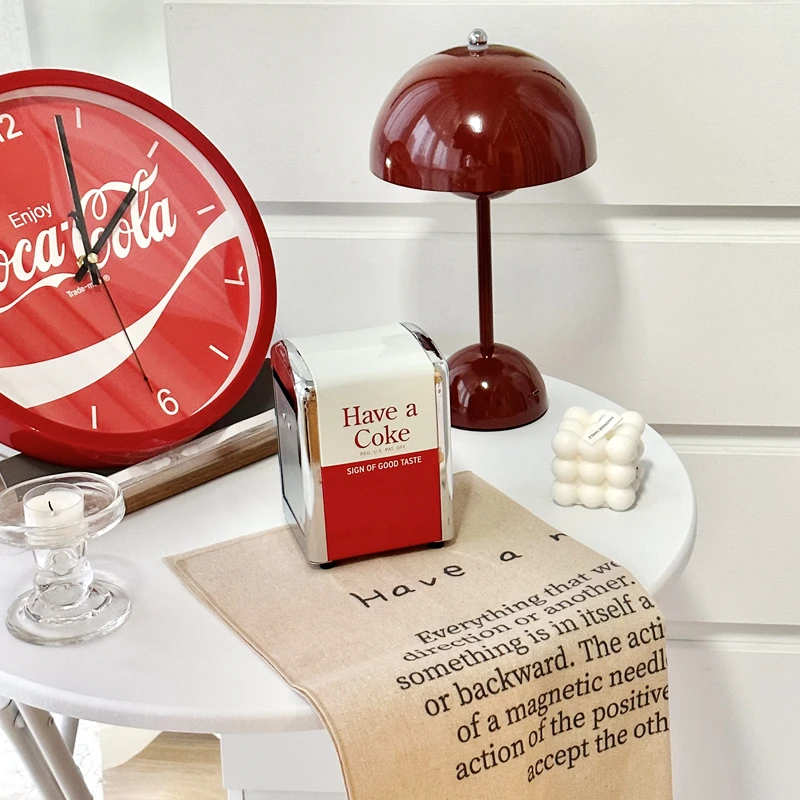 Classic American Retro Coca-Cola Tissue Box Holder Kitchen Restaurant Cafe Decor Metal Material Public Place Usage
