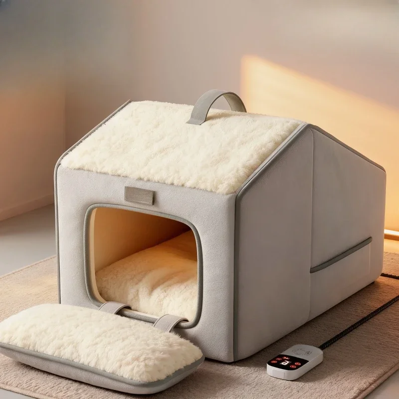 Heated cat nest thickened in winter semi-enclosed warm constant temperature dog kennel electric blanket cat house cat house