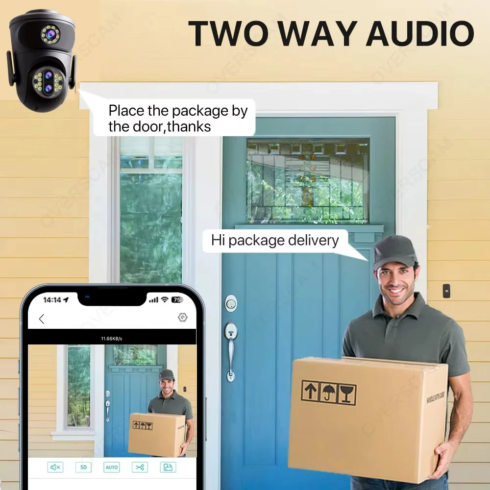 Nueva cámara de seguridad Wifi para exteriores de 12MP, 6K, vigilancia con Zoom 10X, IP, 3 lentes, cámaras de pantalla Dual, seguimiento automático, cámara CCTV IPC360 para el hogar