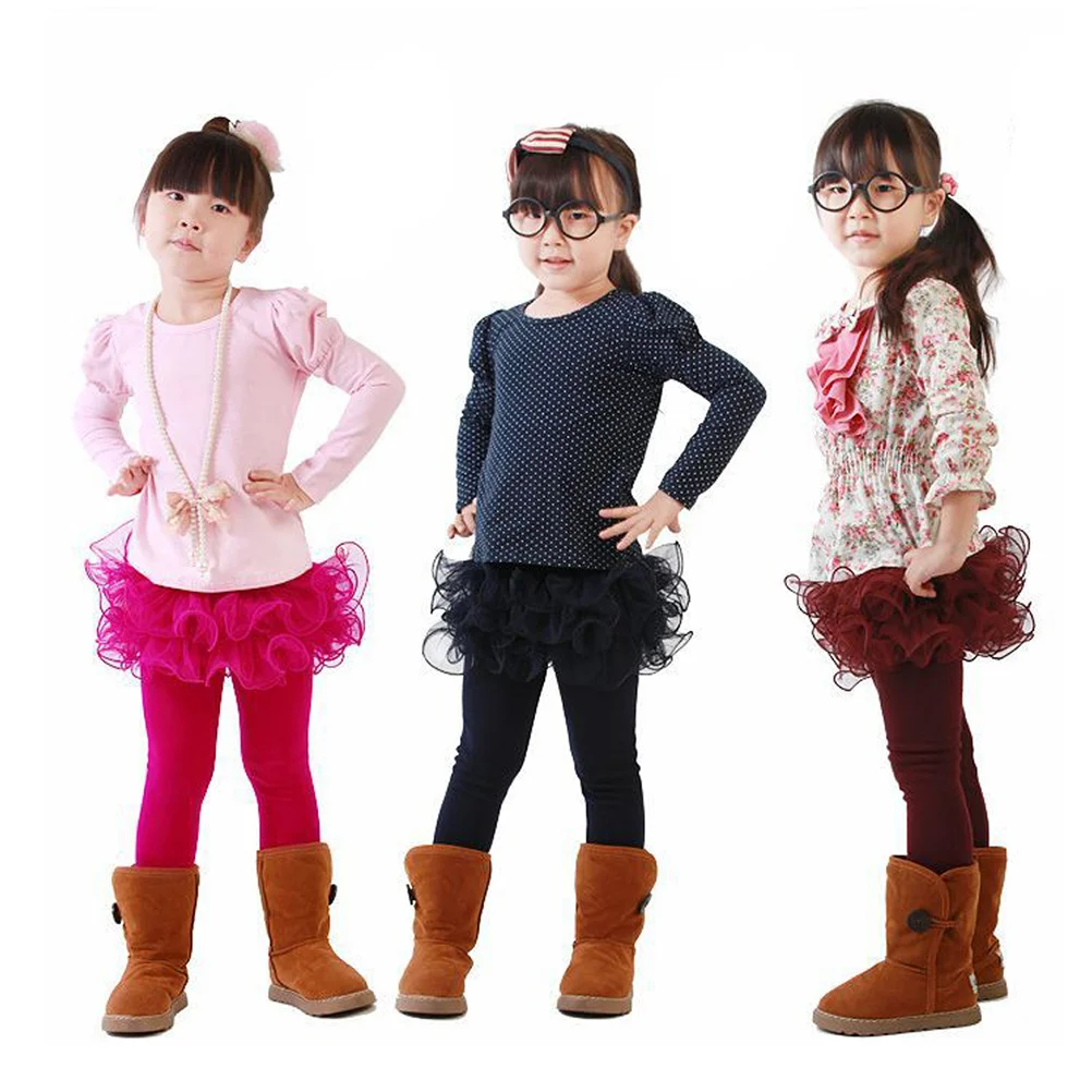 

Girls Winter Warm Lined Tights Trousers Kids Elastic Thick Leggings Ninth Pants for 3-5 Years Old (Navy)