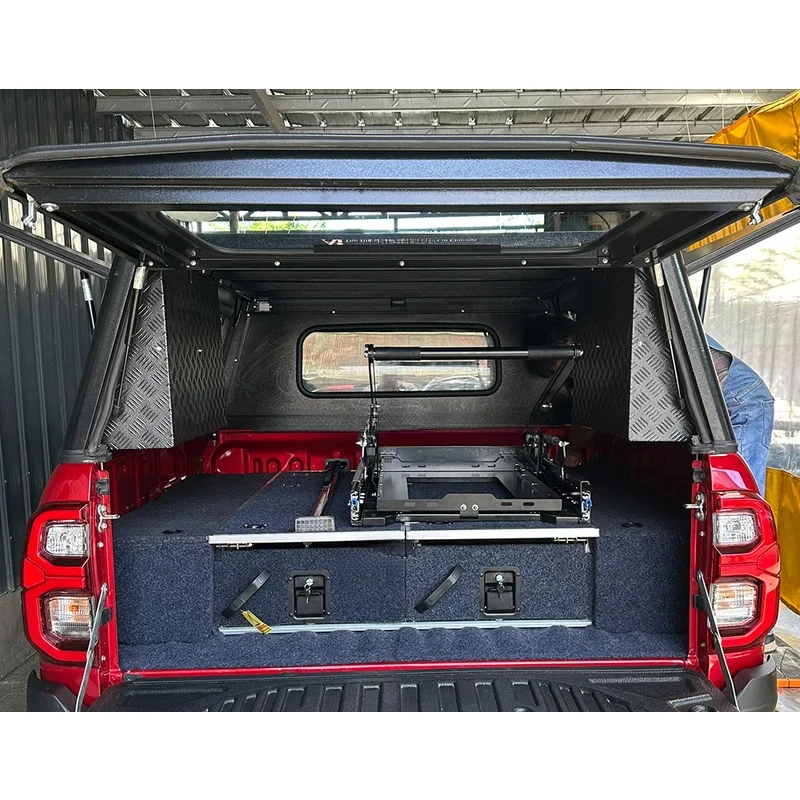 

High QualitCustom Pickup Truck Bed Outdoor Camping Lightweight Slide Out 4Wd Hilux Rear Storage Tool Box Drawer System