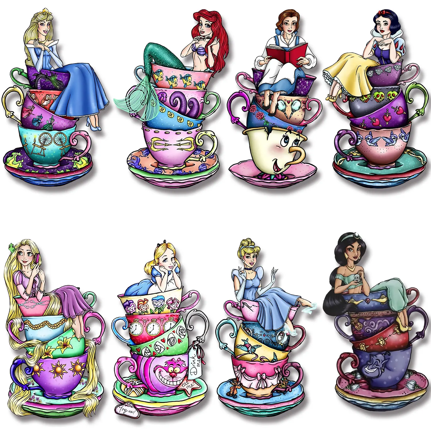 

Princess in a Teacup Iron on Patches Manualidades DIY Appliques Washable Easy to Use