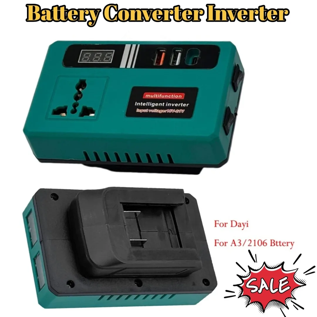 120W Batterij Converter Omvormer Dc 18V-21V Naar Ac 220V Voor Dayi A3/2106 lithium Batterij Intelligente Transformator Power Tool