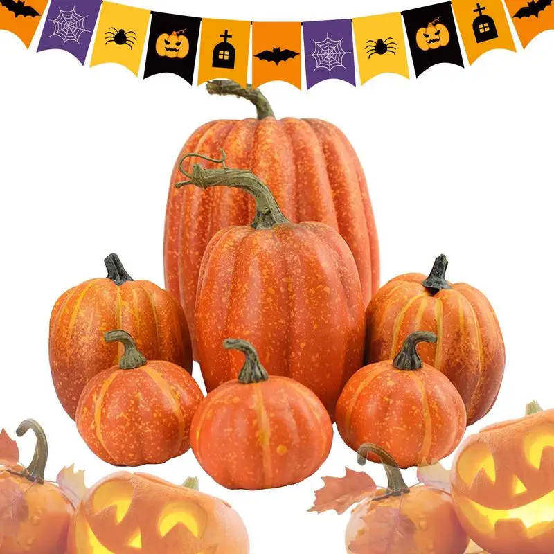 

Fake Pumpkin 7pcs Faux Artificial Pumpkins Foam Pumpkins Fall Pumpkin Decorations Tabletop Centerpiece Faux Pumpkins For Mantel