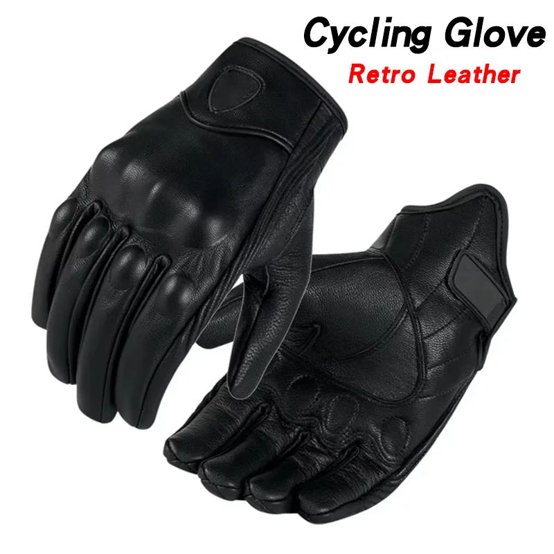 

Motorcycle Gloves Retro Leather Glove Anti-fall Moto Classic Perforated,Breathable Mesh Moto Bike Cycling Men Women Touch Screen