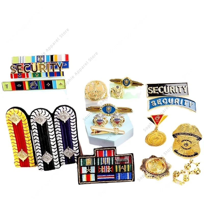 

Security Uniform Badge Overalls Star Eagle Accessories Ribbon Aviation Metal Medal Men Army Badges