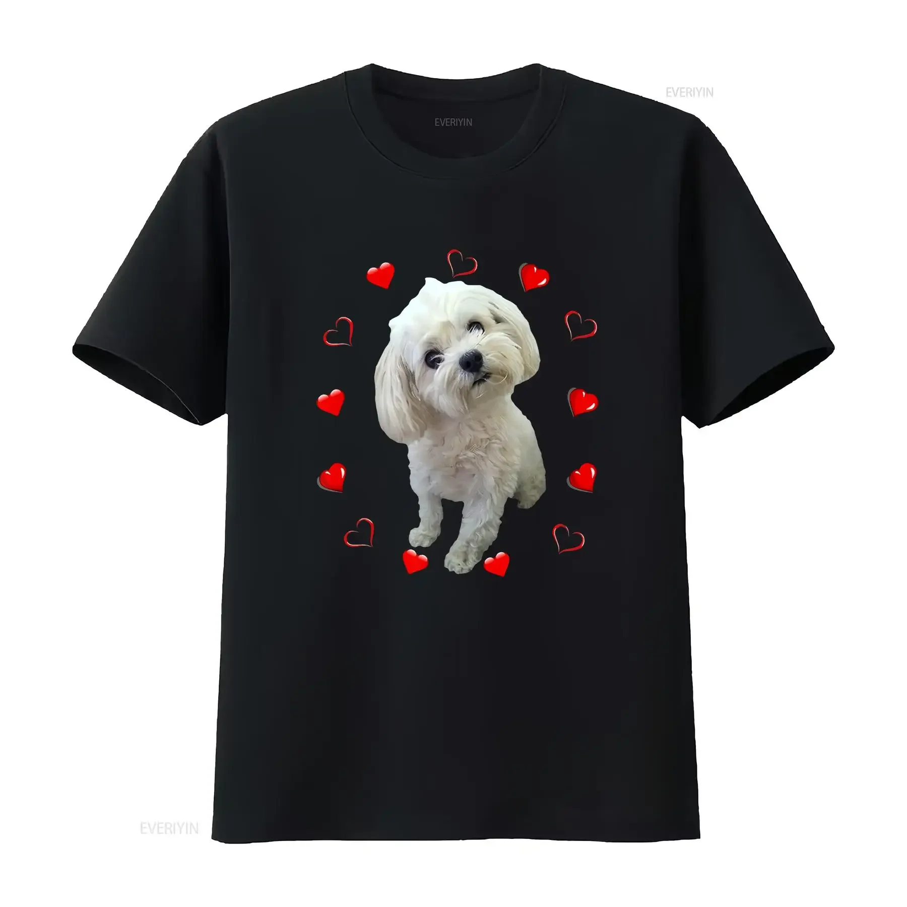 Camiseta vintage para amantes de perros maltés, propietarios de cachorros, aficionados a la raza Maltipoo Mix, con corazones, estilo lavado, cómoda, suave, versátil y elegante.