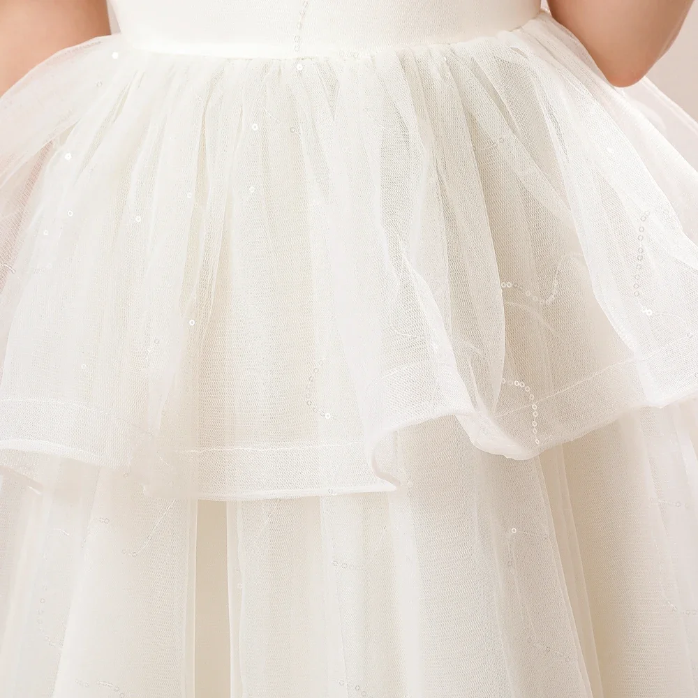 Elegante vestido de festa de aniversário feminino, vestido de casamento infantil, baile formal, dama de honra, tule, 3 a 12 anos