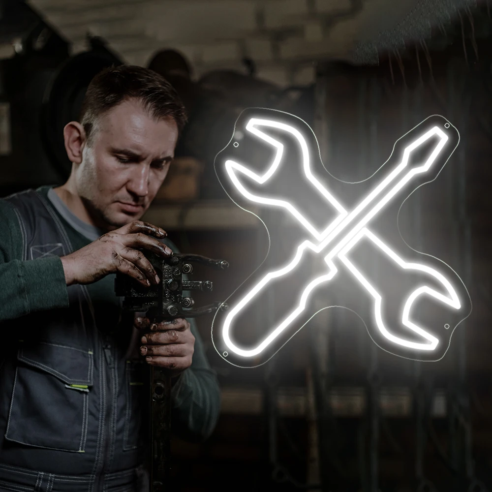 Auto Repair Shop Neon Sign Lights Tools Room Decor Wall Hanging Hardware Shop Open Welcome Sign Neon Led Business Neon Lights