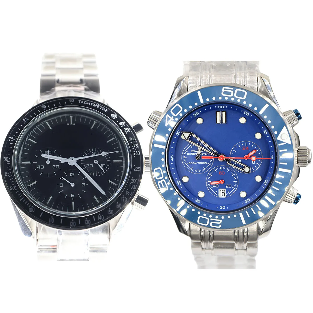 ساعة كوارتز رجالية من الفولاذ المقاوم للصدأ 904L مقاس 43 ملم مصنوعة من إلهام أوميغا