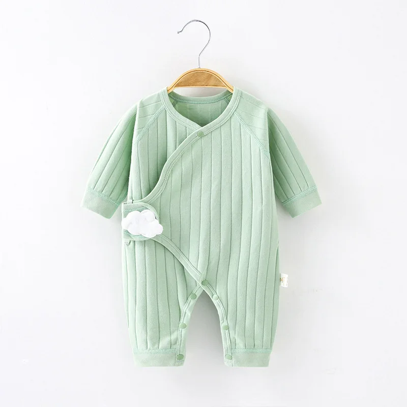 Newborn Baby Cotton One-Piece Romper Boys Girls Long Sleeve Boneless Jumpsuit Clothes Infant Pajamas Four Seasons