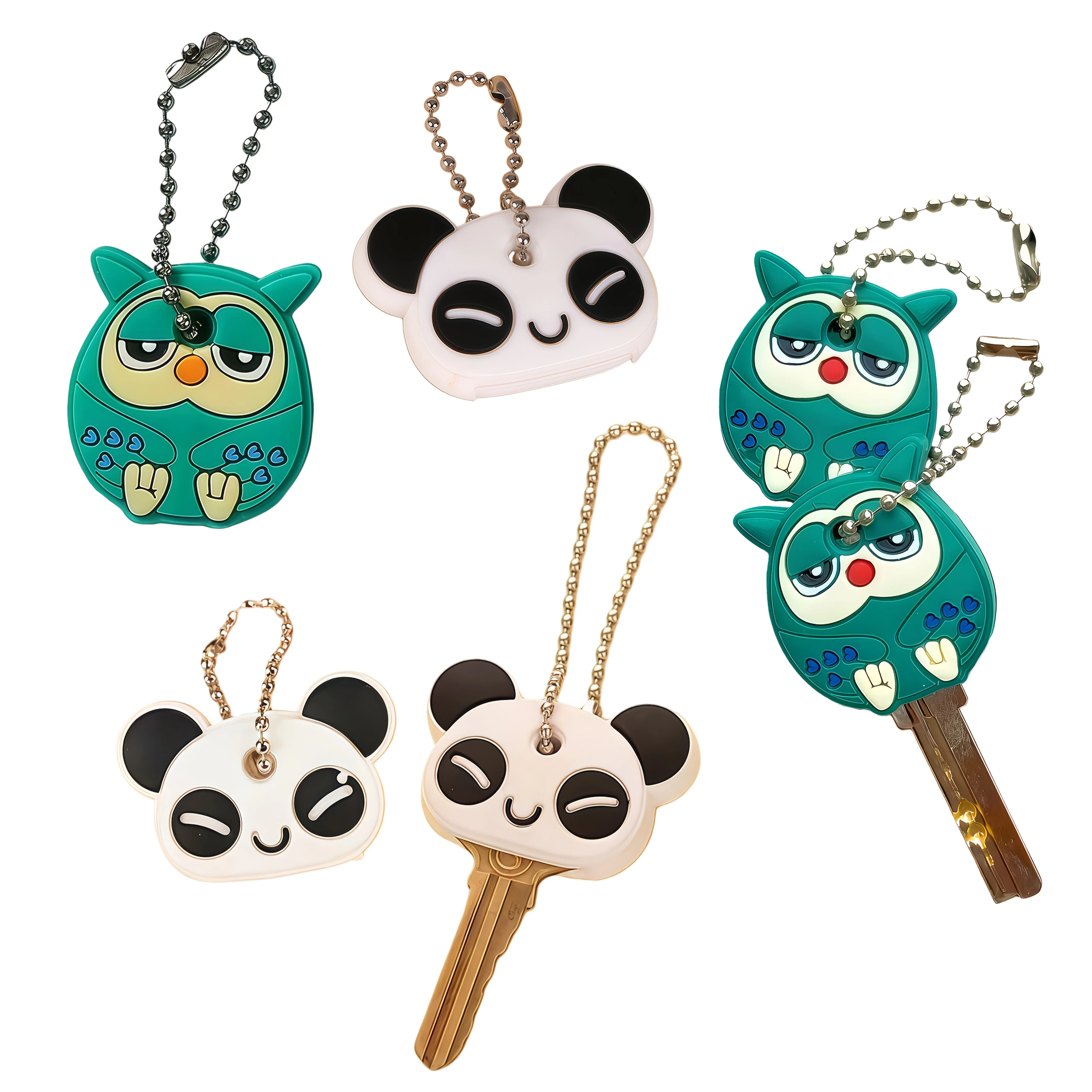 Cute Panda Keychain, Durable Key Cover with Ring, Daily Carry Accessory