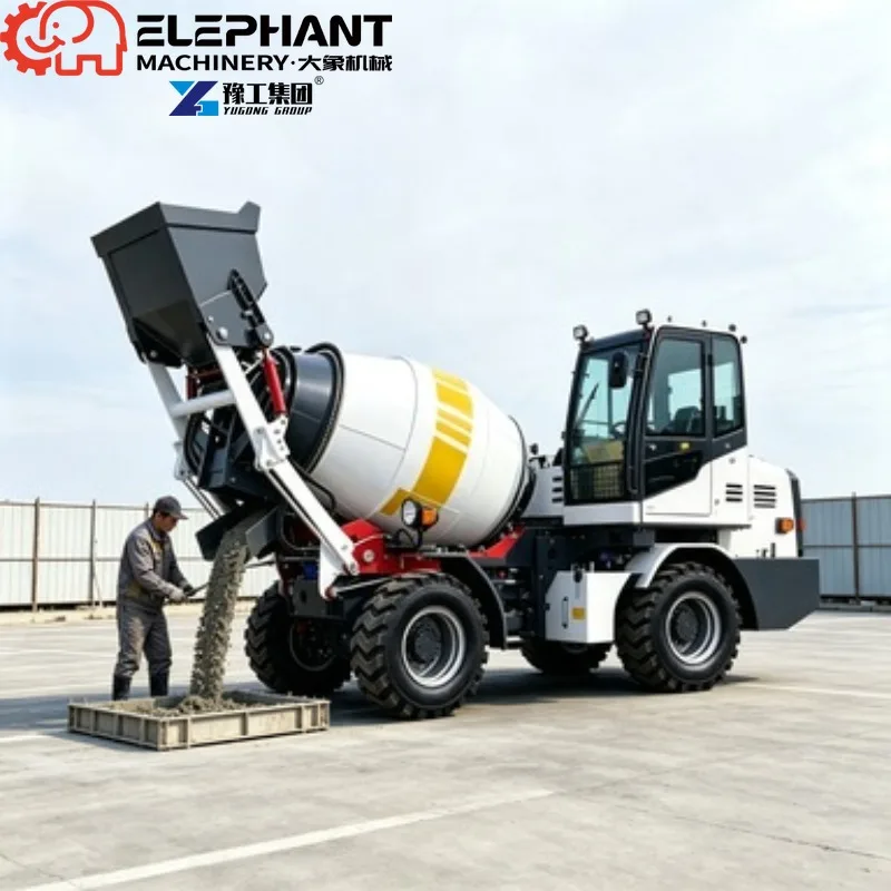Self Loading Concrete Mixer Truck With YG Engine Gearbox Hydraulic Pump Mini Mobile Concrete Mixing Vehicle