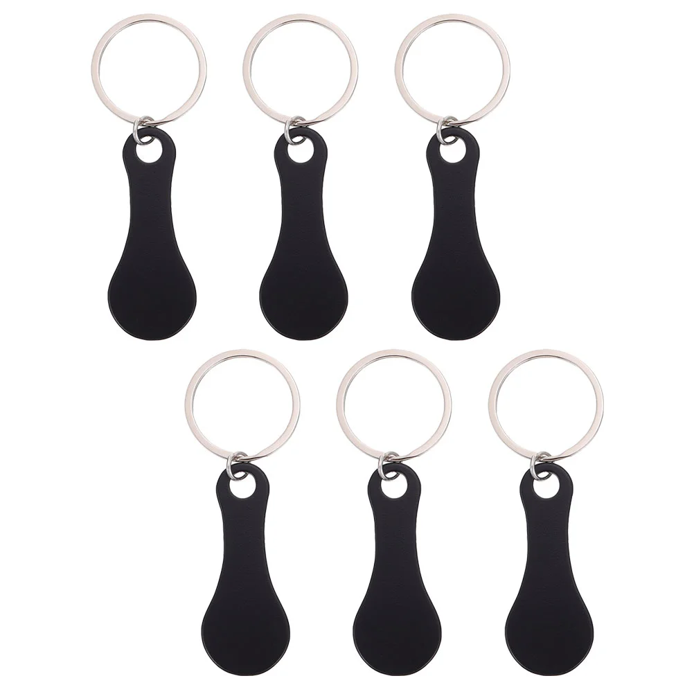 6 Pcs Cart Token of The Lid Stainless Steel Key Ring Shopping Trolley Tokens Pendant Keyring Store Supply