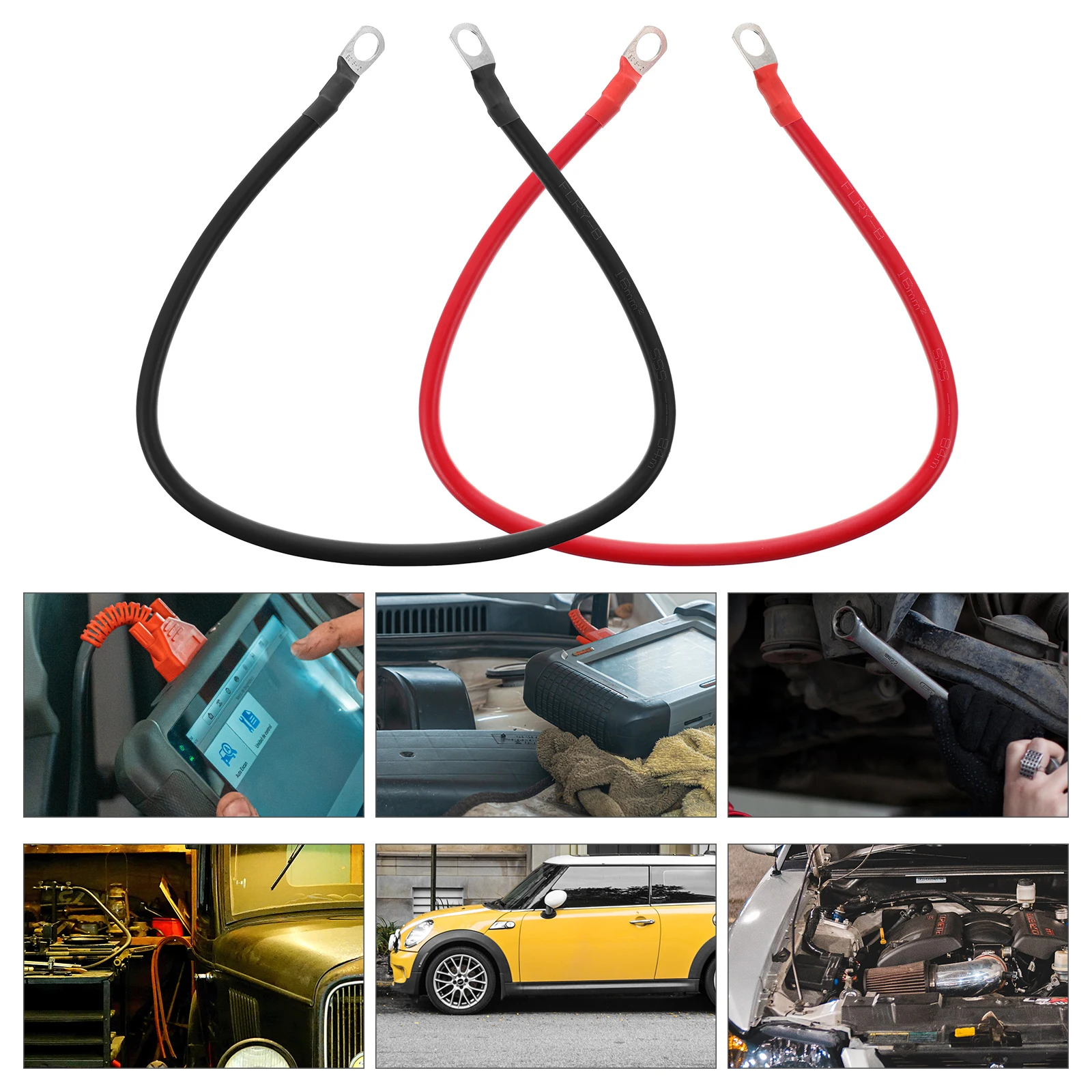 

2pcs Inverter Power Car Resistant Power Cable For Batteries Cable for Inverter Marine Car Wiring