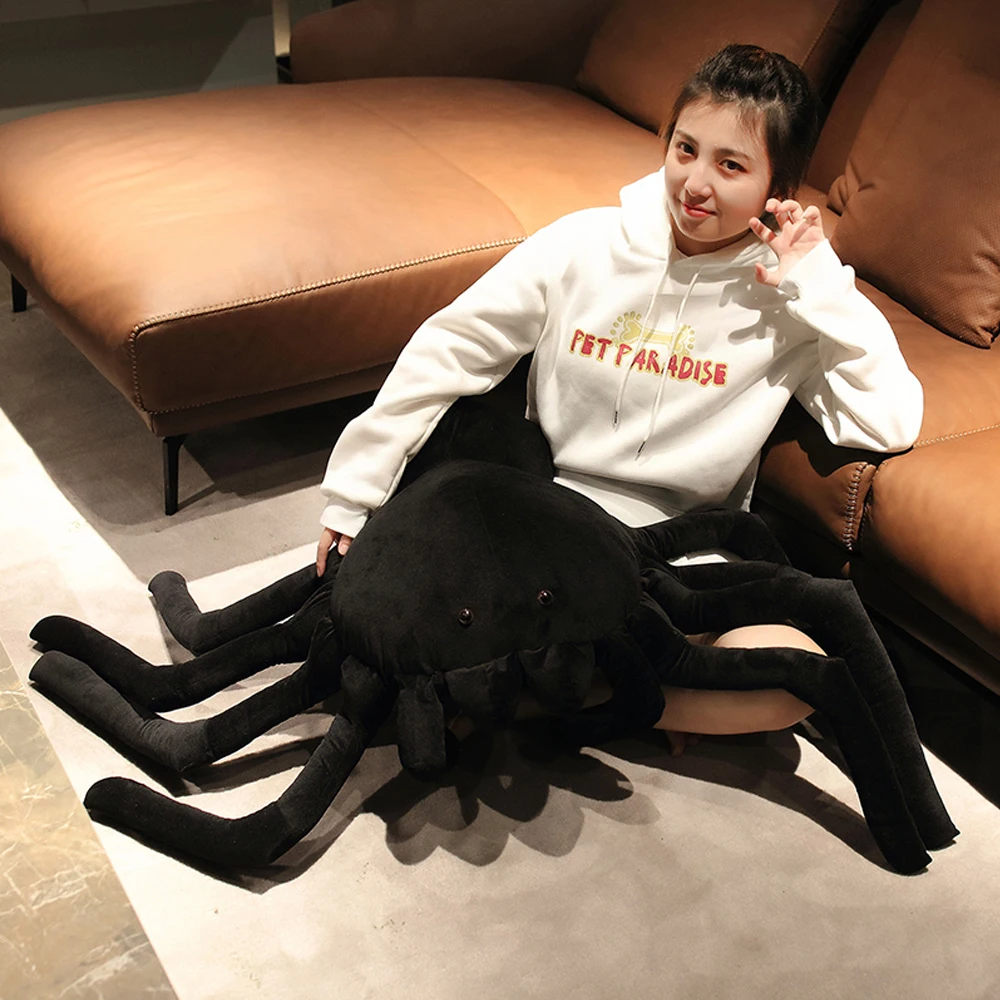 1pc Llifelike Tricky Spider Plush Toys Stuffed Black Widow Animals Dolls Simulation Throw Pillow Birthday Gifts for Girls Boys