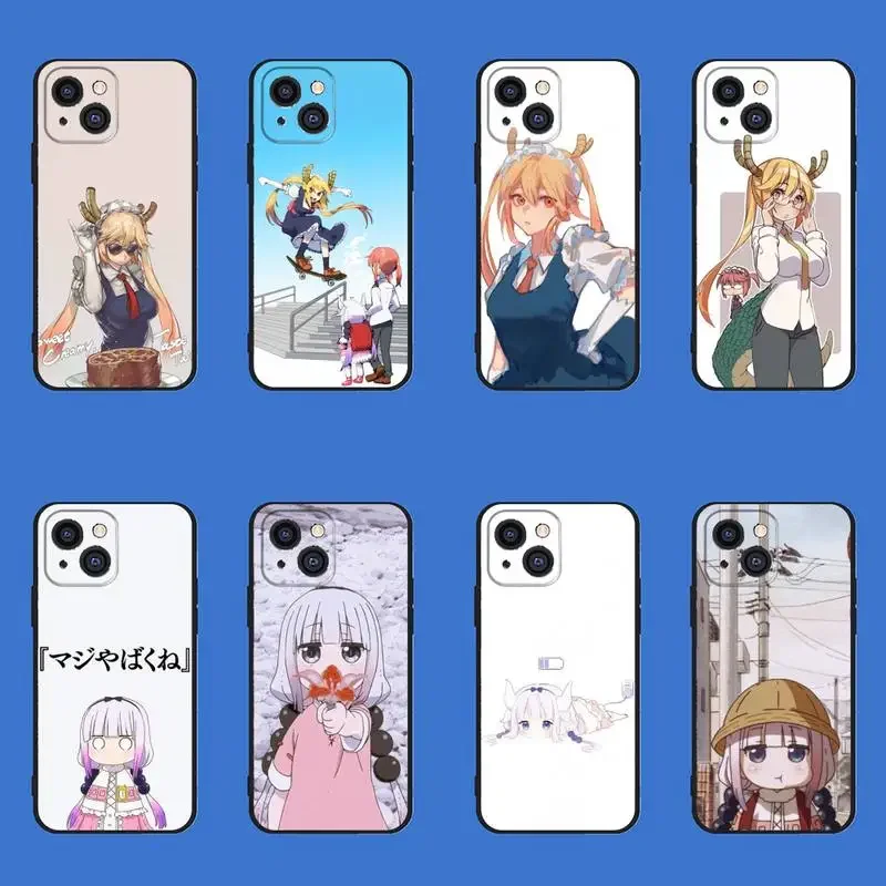 Kobayashi Maid Dragon Phone Case For iPhone 11 12 Mini 13 14 15 PRO XS MAX X XR 6 7 8 Plus Black Shell