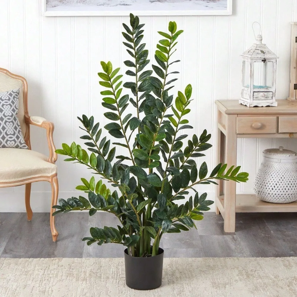 Zamioculcas 인공 식물, 홈 오피스 장식, 4 인치