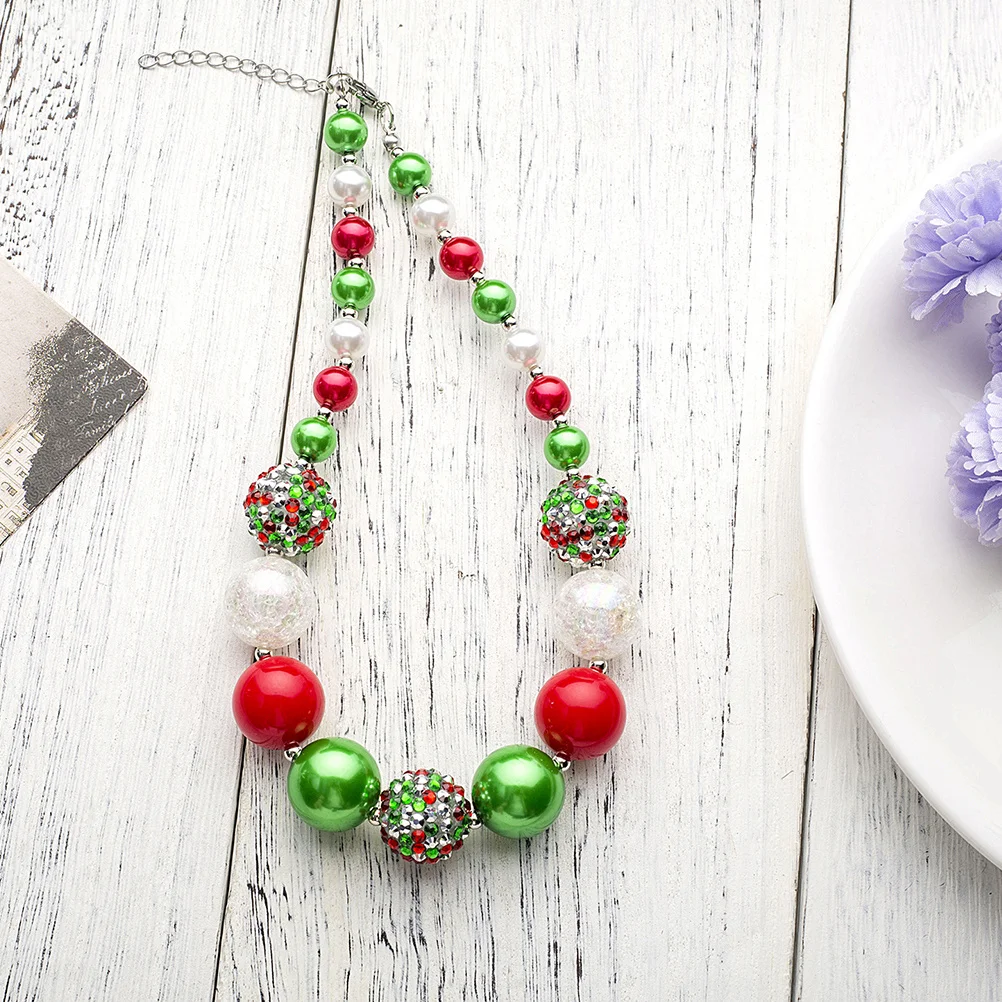 

Chunky Bead Necklace and Bracelet Set Green Baby Girls Jewelry for Christmas Party Necklace Girls Jewelry