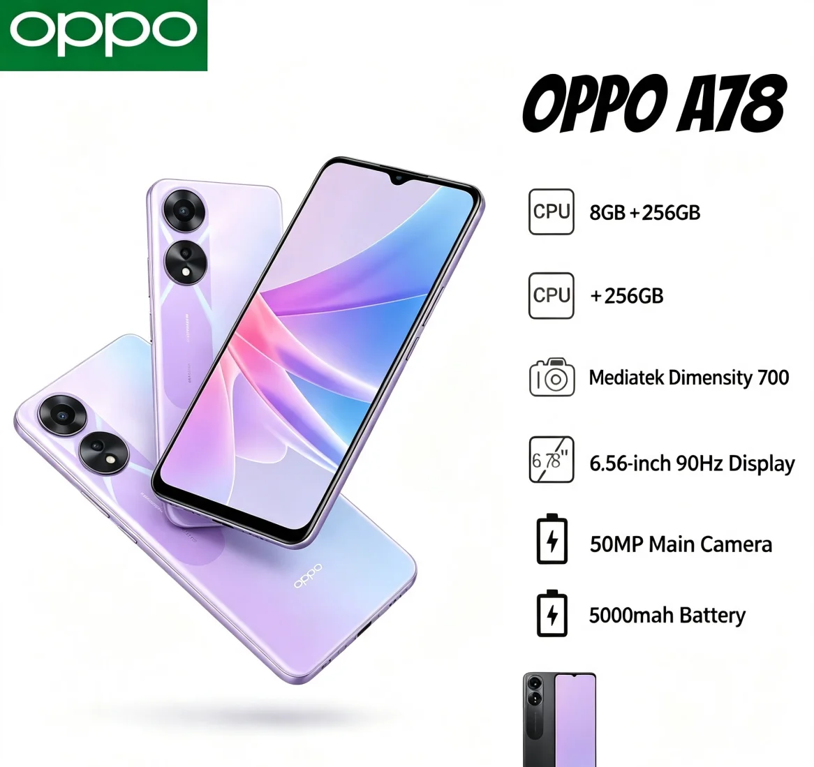 สมาร์ทโฟน OPPO A78 รุ่นปี 2026 - Oppo A78 บทวิจารณ์และราคา